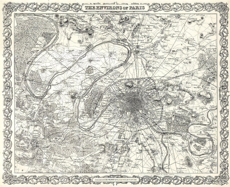 1855 Colton Map or City Plan of Paris, France - Geographicus - Paris-c-55
