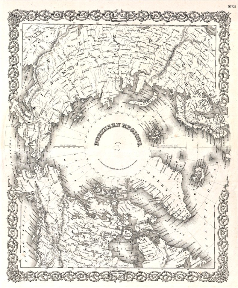 1855 Colton Map of the Arctic or North Pole - Geographicus - NorthernRegions-colton-1855