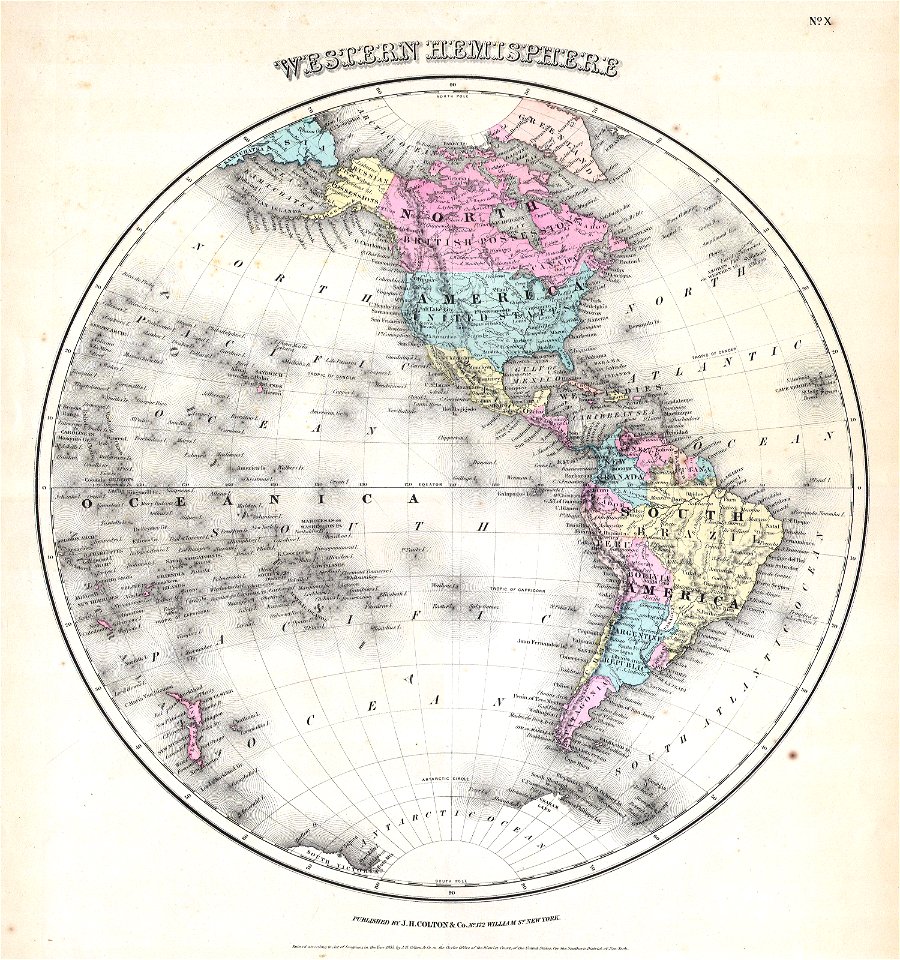 1855 Colton Map of the Western Hemisphere - Geographicus - HemiWest-c-55
