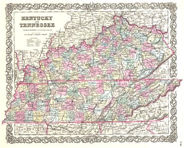 1855 Colton Map of Kentucky and Tennessee - Geographicus - KentuckyTennessee-colton-1855