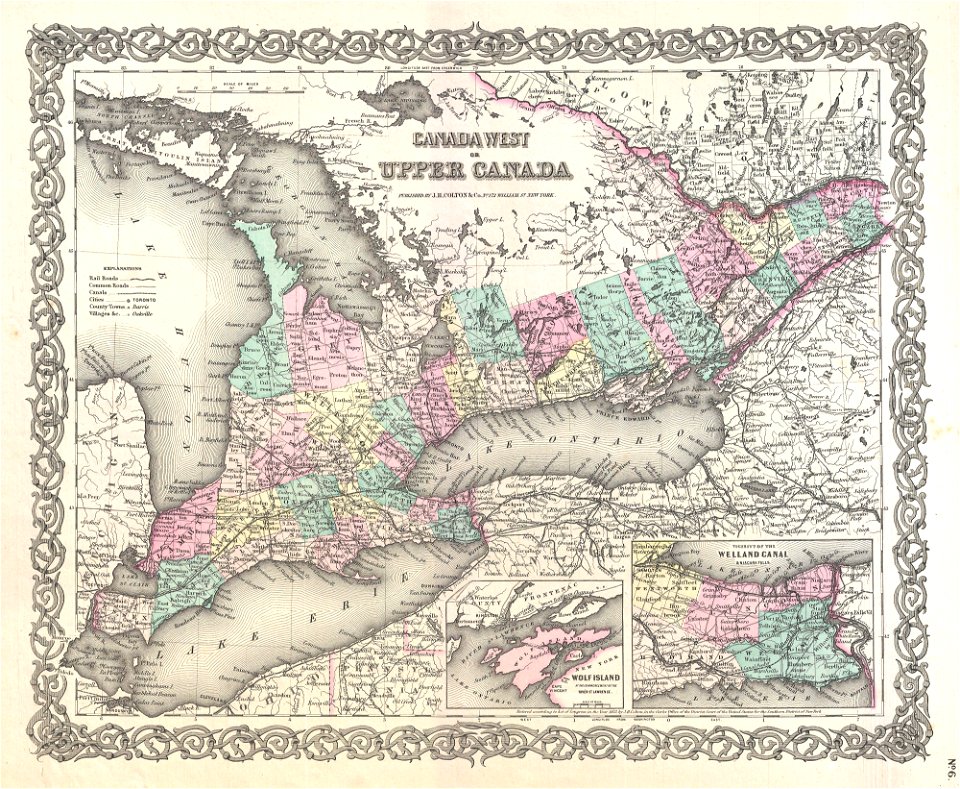 1855 Colton Map of Upper Canada or Ontario - Geographicus - Ontario-colton-1855