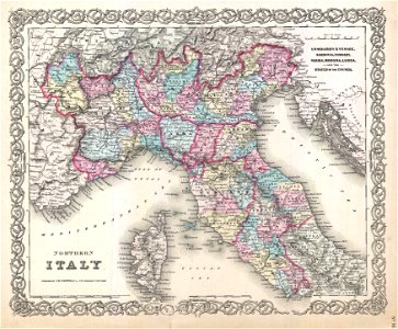 1855 Colton's Map of Northern Italy and Corsica - Geographicus - ItalyNorth-colton-1855