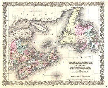 1855 Colton Map of New Brunswick, Nova Scotia, Newfoundland and Price Edward Island - Geographicus - NovaScotia-colton-1855