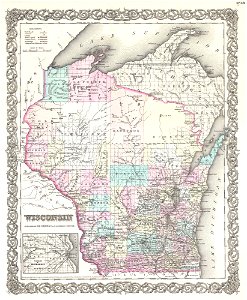 1855 Colton Map of Wisconsin - Geographicus - Wisconsin-colton-1855