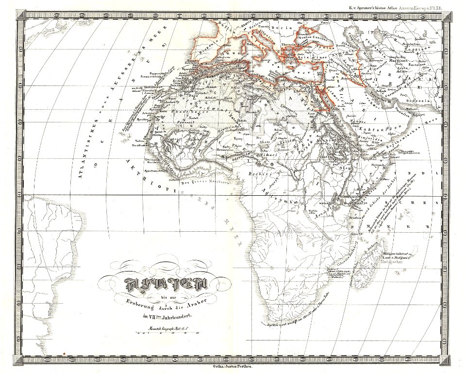 1855 Spruner Map of Africa up to the Arab conquests in the 7th century - Geographicus - Africa600-spruner-1855
