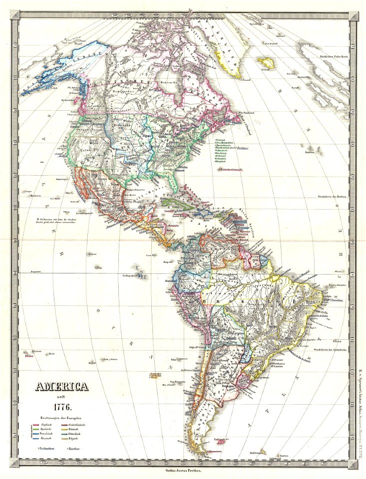 1855 Spruner Map of the Americas since 1776 - Geographicus - AmericasSeit1776-spruner-1855
