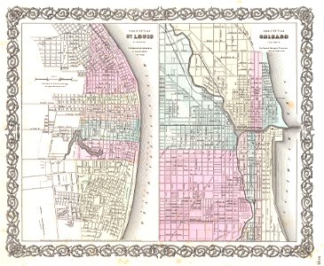 1855 Colton Plan or Map of Chicago, Illinois and St. Louis, Missouri - Geographicus - StLouisChicago-colton-1855