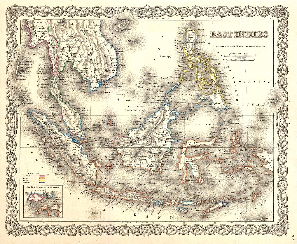 1855 Colton Map of the East Indies (Singapore, Thailand, Borneo, Malaysia) - Geographicus - EastIndies-colton-1855