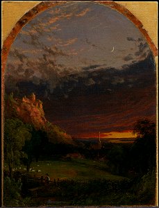 1855, Cropsey, Jasper Francis, Evening. Free illustration for personal and commercial use.