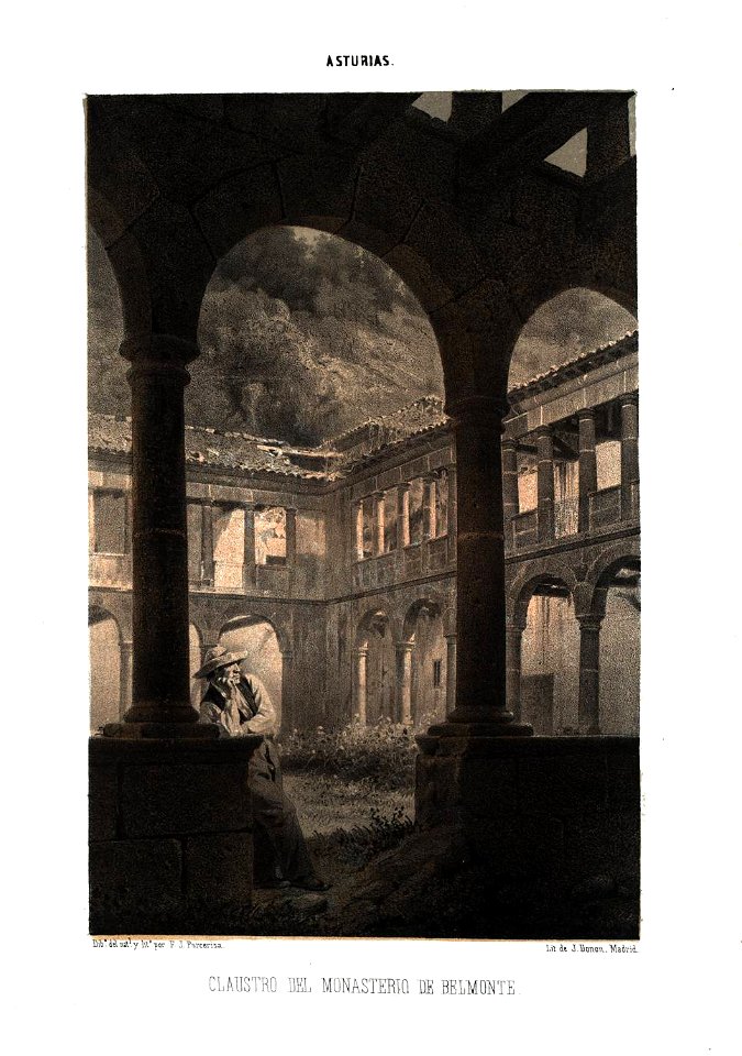 1855, Recuerdos y bellezas de España, Asturias y León, Claustro del monasterio de Belmonte