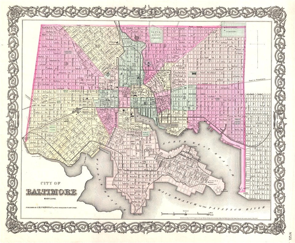 1855 Colton Plan or Map of Baltimore, Maryland - Geographicus - Baltimore-colton-1855