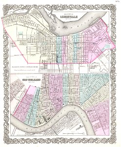 1855 Colton Plan or Map of New Orleans, Louisiana and Louisville, Kentucky - Geographicus - LouisvilleNewOrleans-colton-1855
