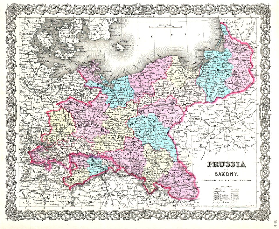 1856 Colton Map of Prussia and Saxony, Germany - Geographicus - Prussia-colton-1856
