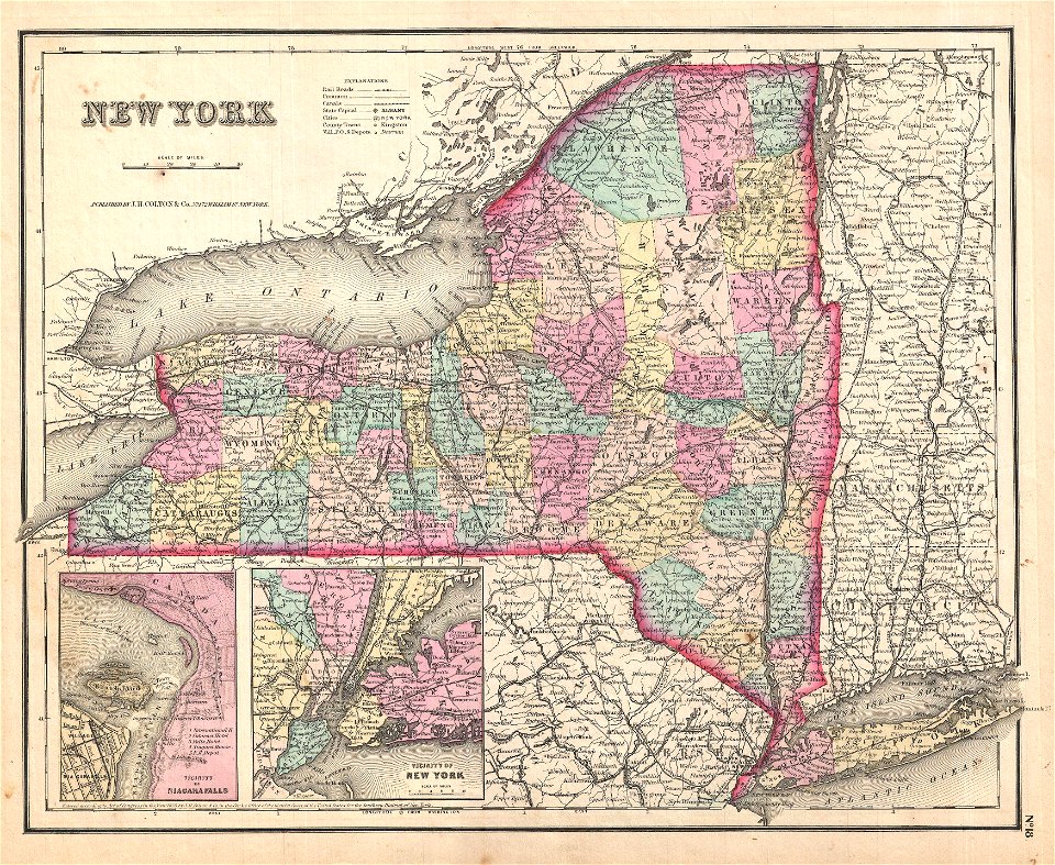 1857 Colton Map of New York - Geographicus - NewYork-colton-1857