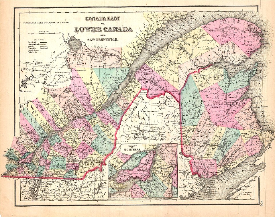 1857 Colton Map of Quebec and New Brunswick, Canada - Geographicus - CanadaEast-colton-1857