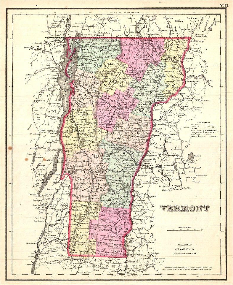 1857 Colton Map of Vermont - Geographicus - Vermont-colton-1857