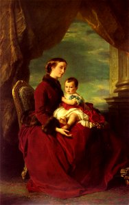 Franz Xavier Winterhalter-The Empress Eugenie Holding Louis Napoleon. Free illustration for personal and commercial use.