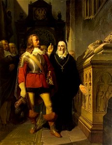 Jan Matejko - Szymon Starowolski z Karolem Gustawem przed grobem Łokietka 1857
