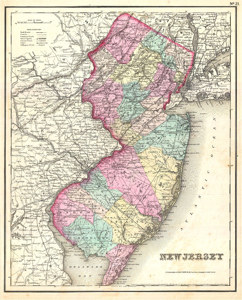 1857 Colton Map of New Jersey - Geographicus - NewJersey-colton-1857