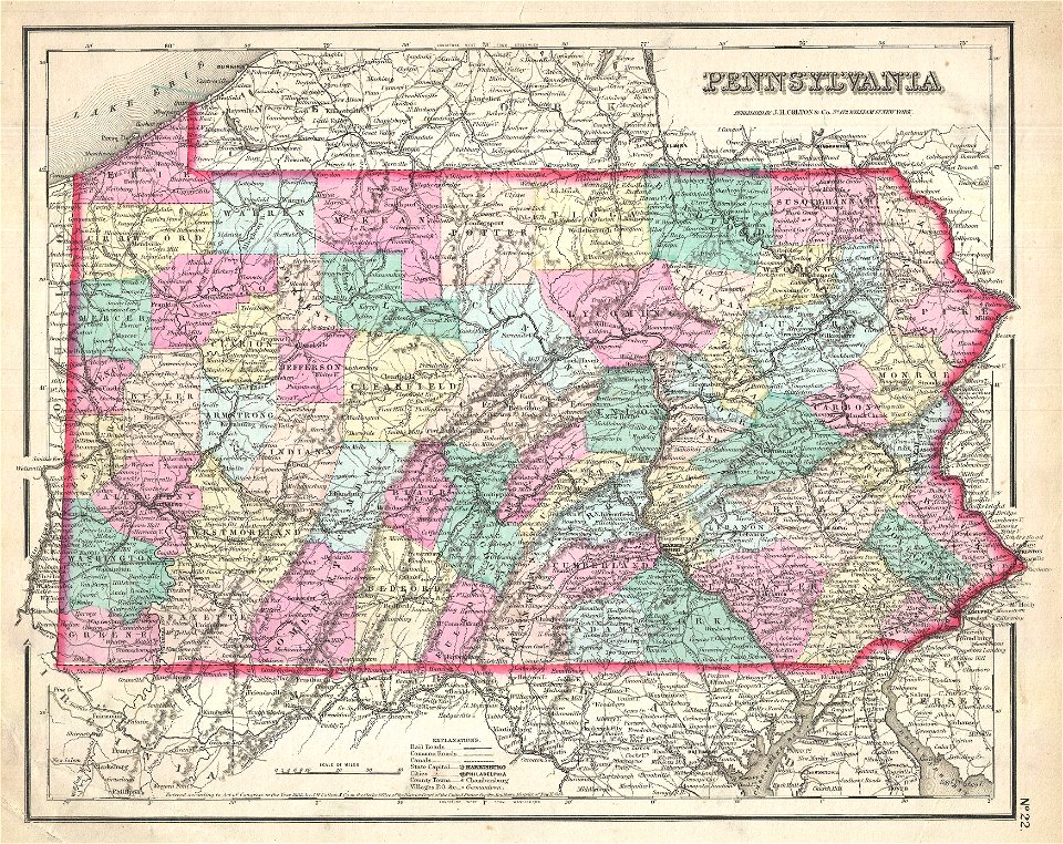 1857 Colton Map of Pennsylvania - Geographicus - Pennsylvania-colton-1857