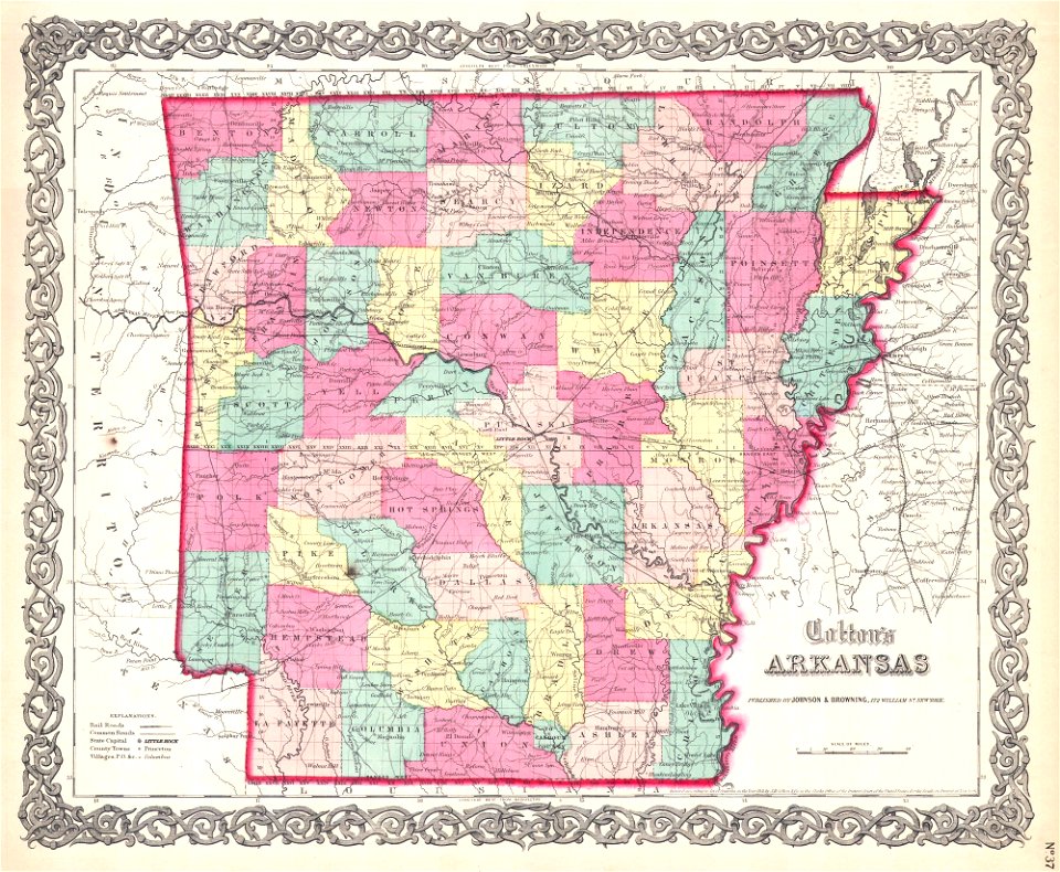 1859 Colton Map of Arkansas - Geographicus - Arkansas-colton-1860