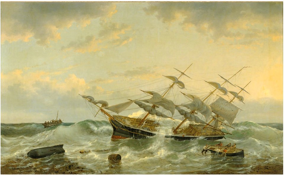 Egidius Linnig - The three-master 'Constant' off the coast of New Guinea