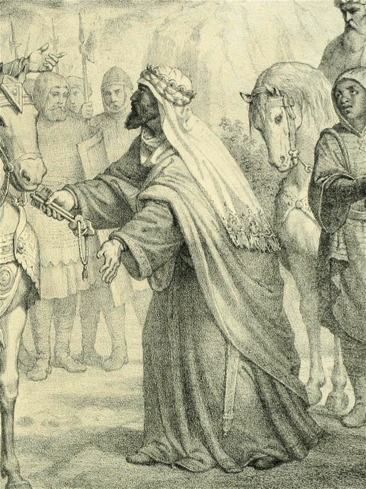 1860, Historia de la Villa y Corte de Madrid, vol. 1, Al-Mamun-Billáh rinde rinde parias junto a Madrid a Fernando I de Castilla (cropped)