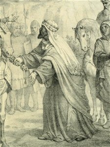 1860, Historia de la Villa y Corte de Madrid, vol. 1, Al-Mamun-Billáh rinde rinde parias junto a Madrid a Fernando I de Castilla (cropped)