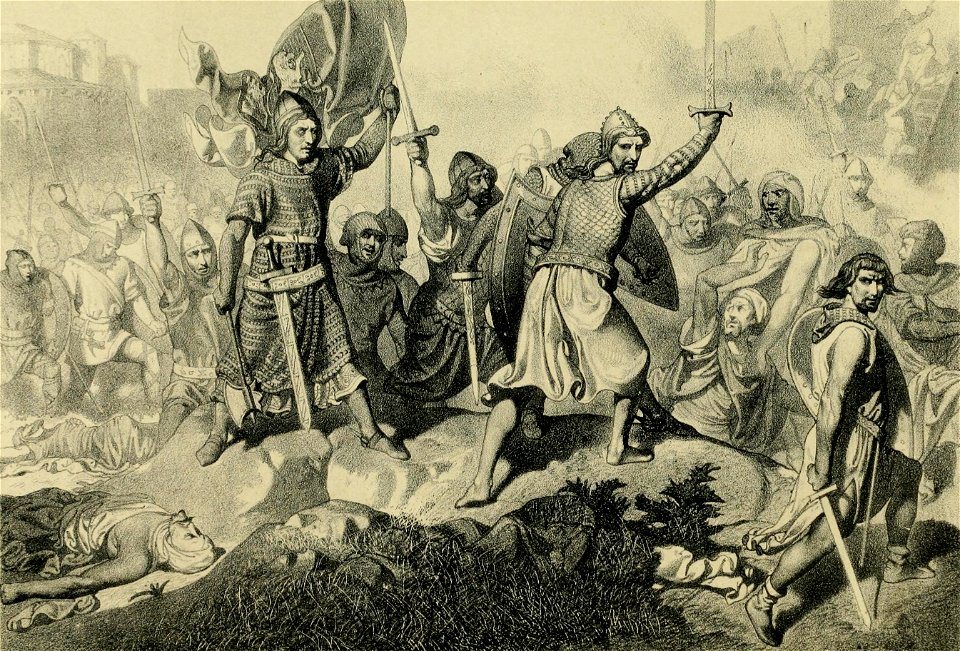 1860, Historia de la Villa y Corte de Madrid, vol. 1, Asalto de Madrid por los guerreros de Alfonso VI (cropped)