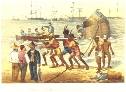 Lucas1861, pg055 FINGOES WORKING IN THE SURF AT ALGOA BAY