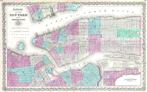 1861 Colton Map of New York City w- Brooklyn, Manhattan, and Hoboken - Geographicus - NewYorkCity-colton-1861