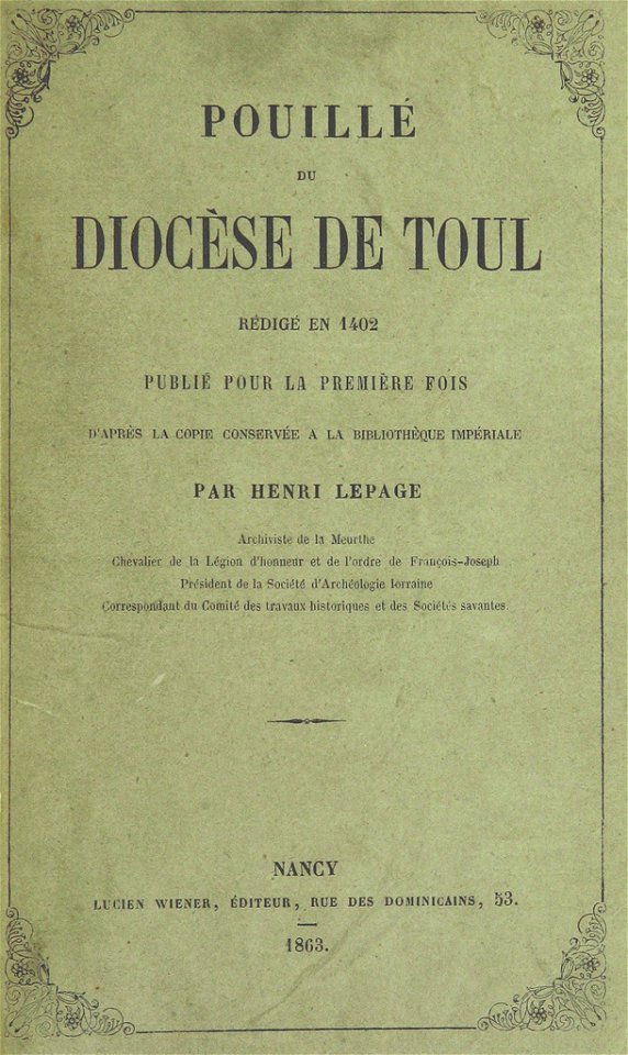 LEPAGE(1863) Pouille du Diocese de Toul