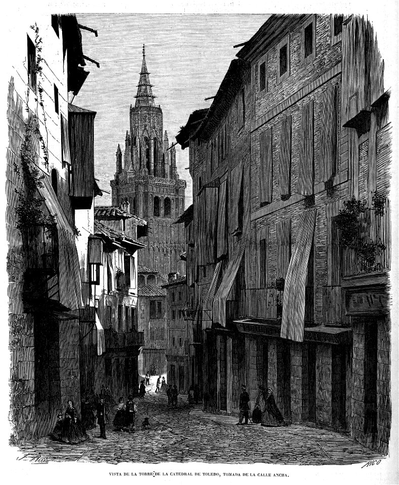 1864-03-20, El Museo Universal, Vista de la torre de la catedral de Toledo, tomada desde la calle Ancha, Ruiz