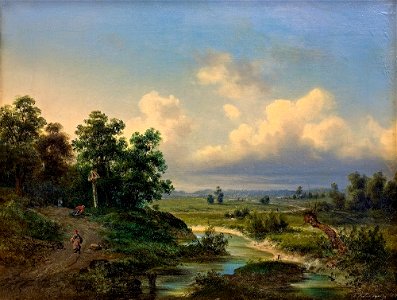 Adam Wiktor Malinowski - Pejzaż z rzeczką 1864