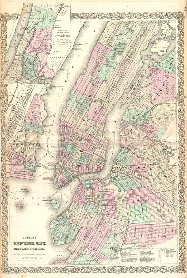 1865 Colton Map of New York City (Manhattan, Brooklyn, Long Island City) - Geographicus - NewYorkCity-colton-1866