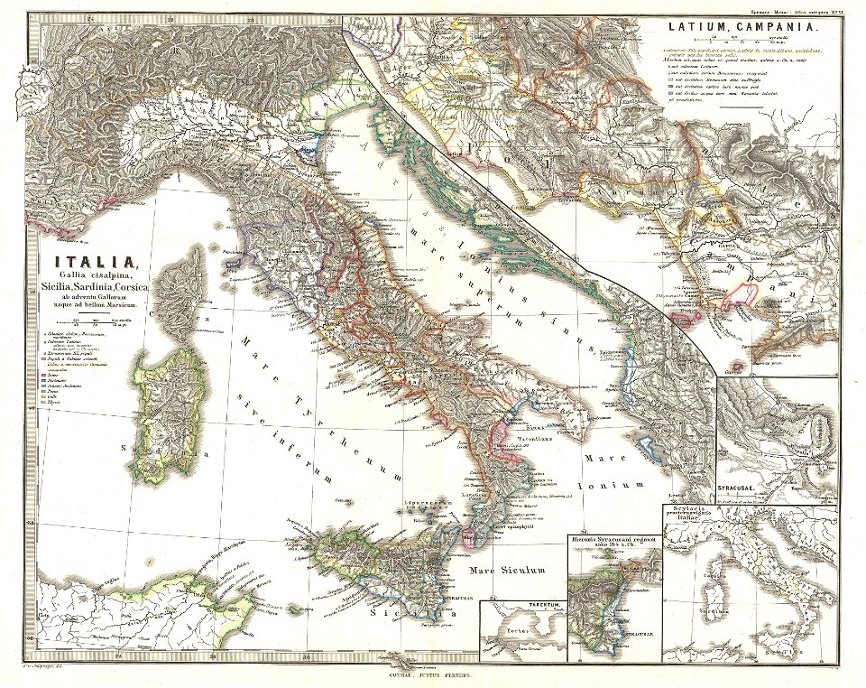 1865 Spruner Map of Italy before the Gauls and the Marsicus War - Geographicus - ItaliaGalliaCisalpina-spruner-1865