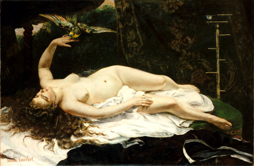 1866 Gustave Courbet - Woman with a Parrot (cropped)