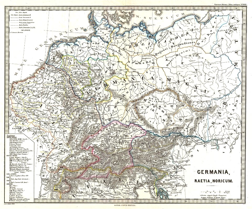 1865 Spruner Map of Germany in Antiquity - Geographicus - Germania-spruner-1865
