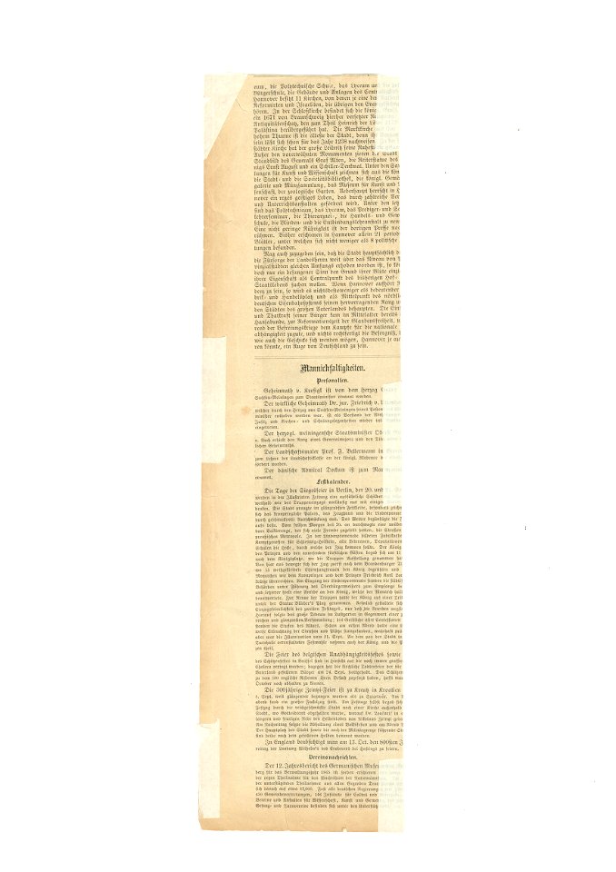 1866 Illustrirte Zeitung (Ausschnitt) Holzstich Am Bahnhof, Ansicht von Hannover, Ernst-August-Platz, Robert Geißler, Rückseite