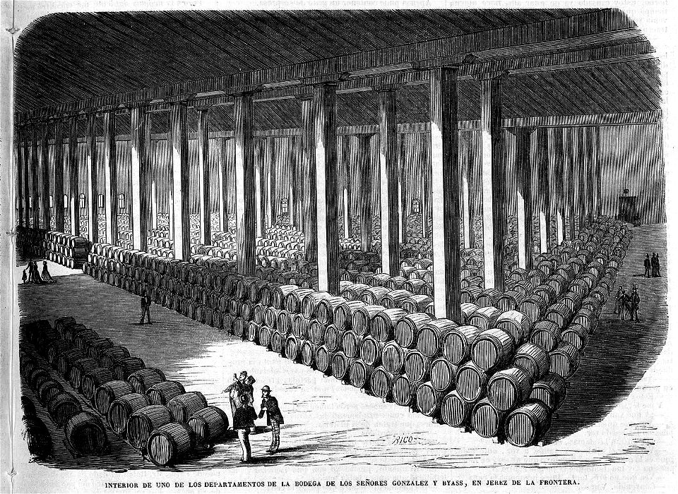 1865-09-17, El Museo Universal, Interior de uno de los departamentos de la bodega de los señores González y Byass, en Jerez de la Frontera