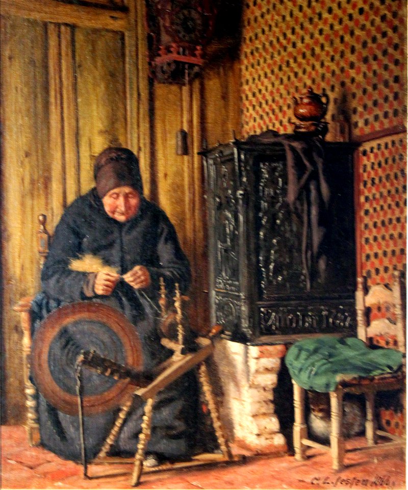 1866 Jessen Alte Frau am Spinnrad anagoria