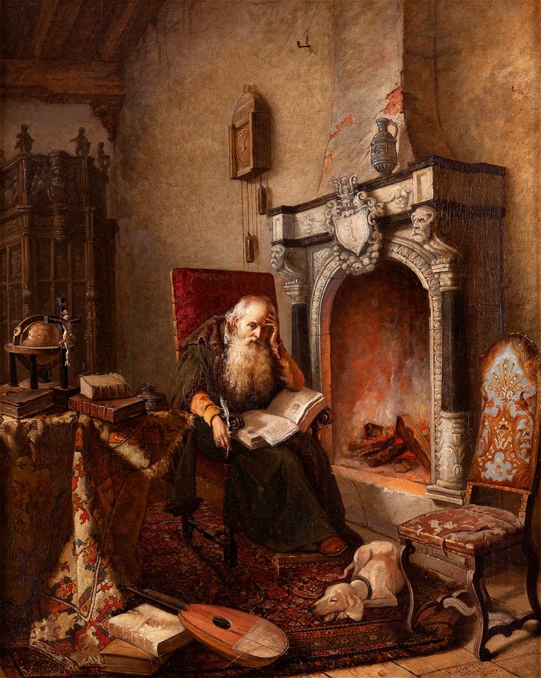 Kazimierz Mirecki - Jan Długosz nad księgą 1866