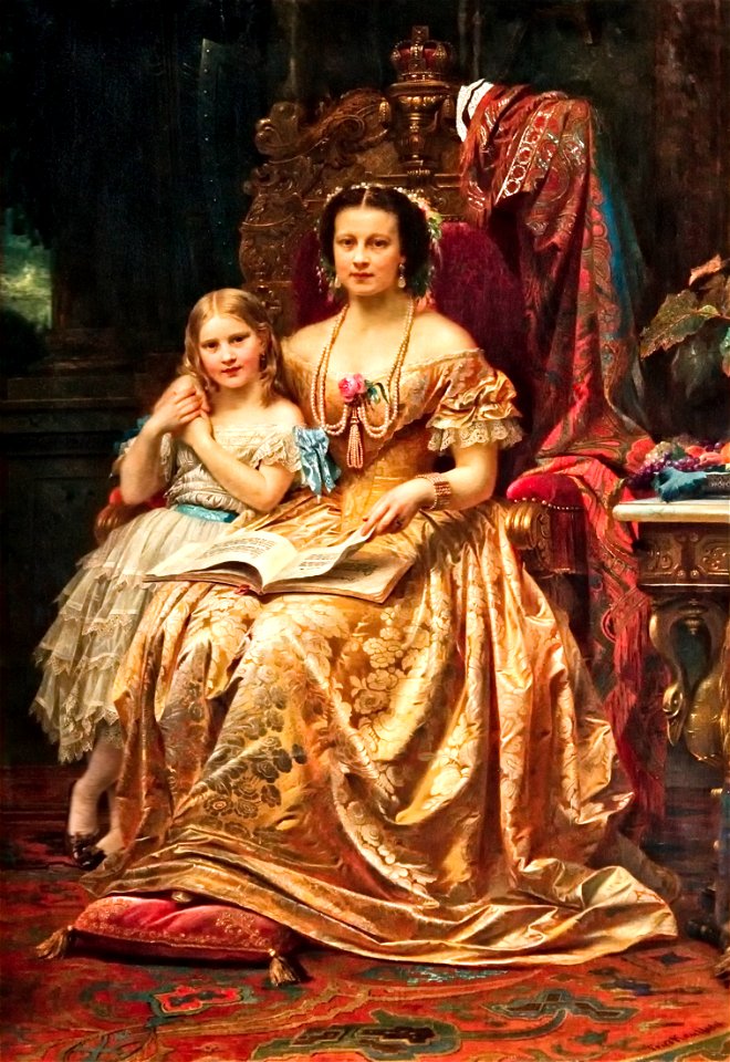 Qeen Marie of Hanover and her daughter Mary by Wilhelm von Kaulbach