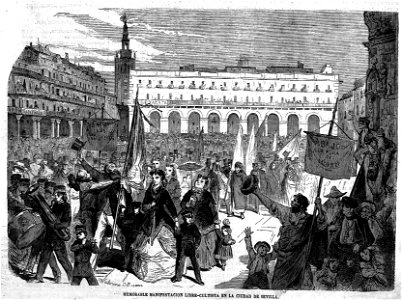 1869-03-21, El Museo Universal, Memorable manifestación libre-cultista en la ciudad de Sevilla, Valeriano D. Bécquer