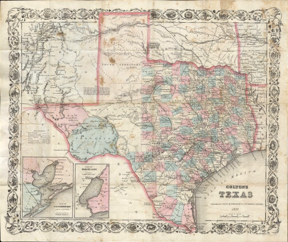 1870 Colton Pocket Map of Texas - Geographicus - TexasPkt-colton-1870