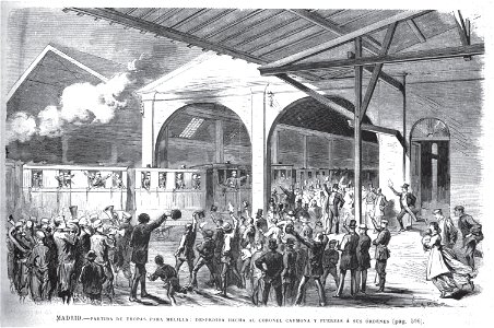 1871-10-15, La Ilustración Española y Americana, Madrid, Partida de tropas para Melilla, despedida hecha al coronel Carmona y fuerzas á sus órdenes