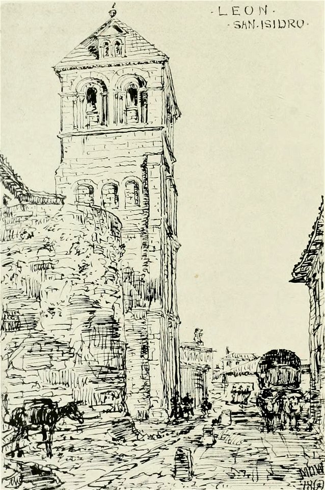 1872, An architect's note-book in Spain, principally illustrating the domestic architecture of that country, plate 08, León, Church of San Isidro (cropped)