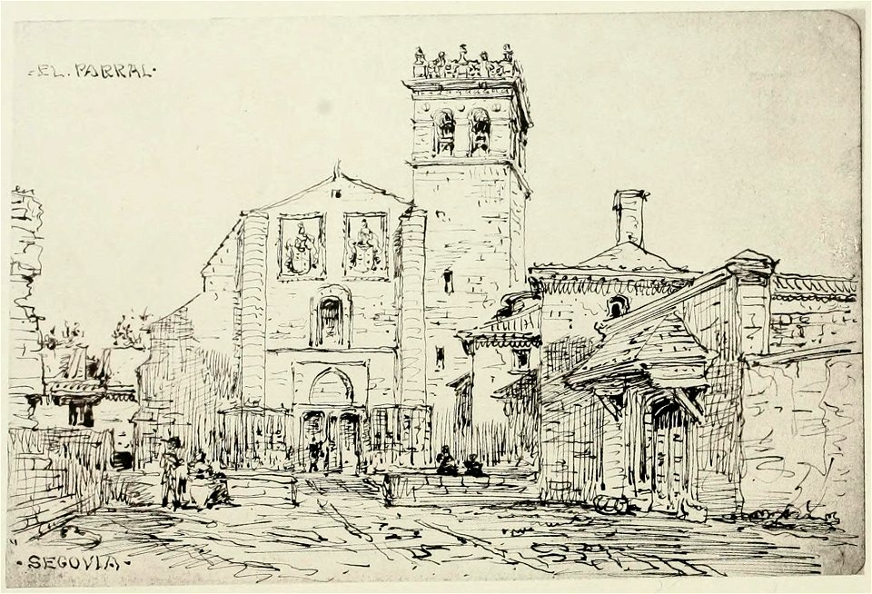 1872, An architect's note-book in Spain, principally illustrating the domestic architecture of that country, plate 31, Exterior view of the Monastery of El Parral (cropped)