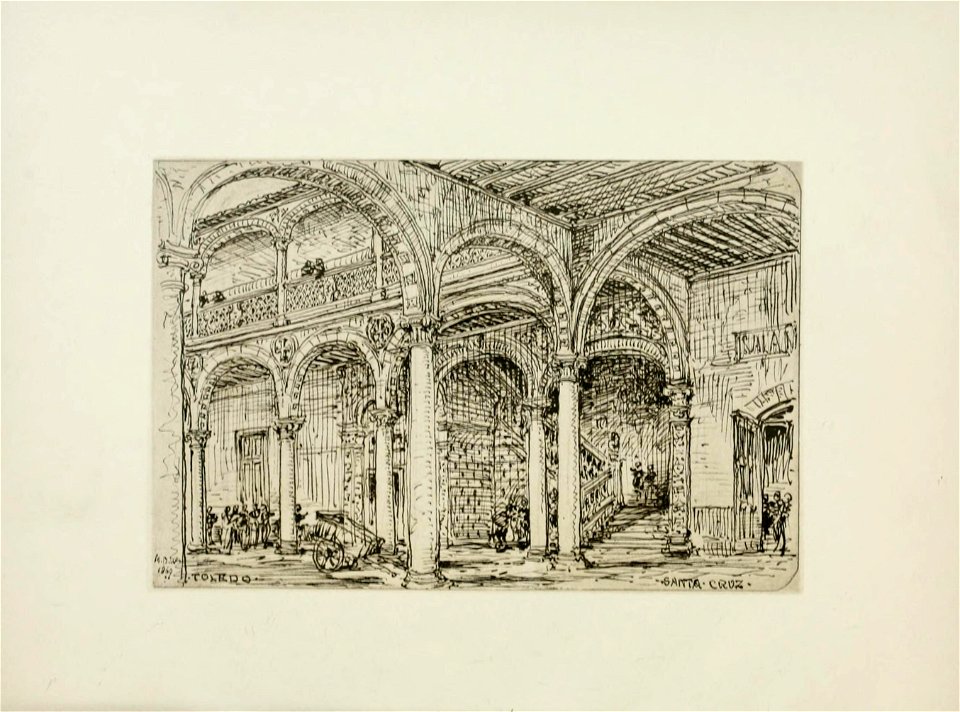 1872, An architect's note-book in Spain, principally illustrating the domestic architecture of that country, plate 45, Toledo, Cortile of the Hospital of the Holy Cross