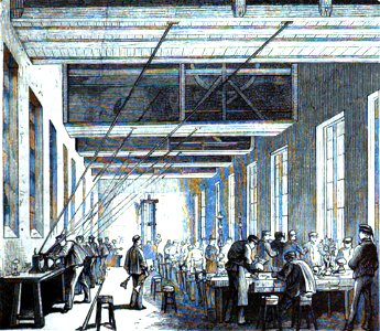 1872-03-08, La Ilustración Española y Americana, Madrid, Establecimiento y talleres de la fábrica y fundición de metales de Leoncio Meneses (cropped) Plateros y tornos